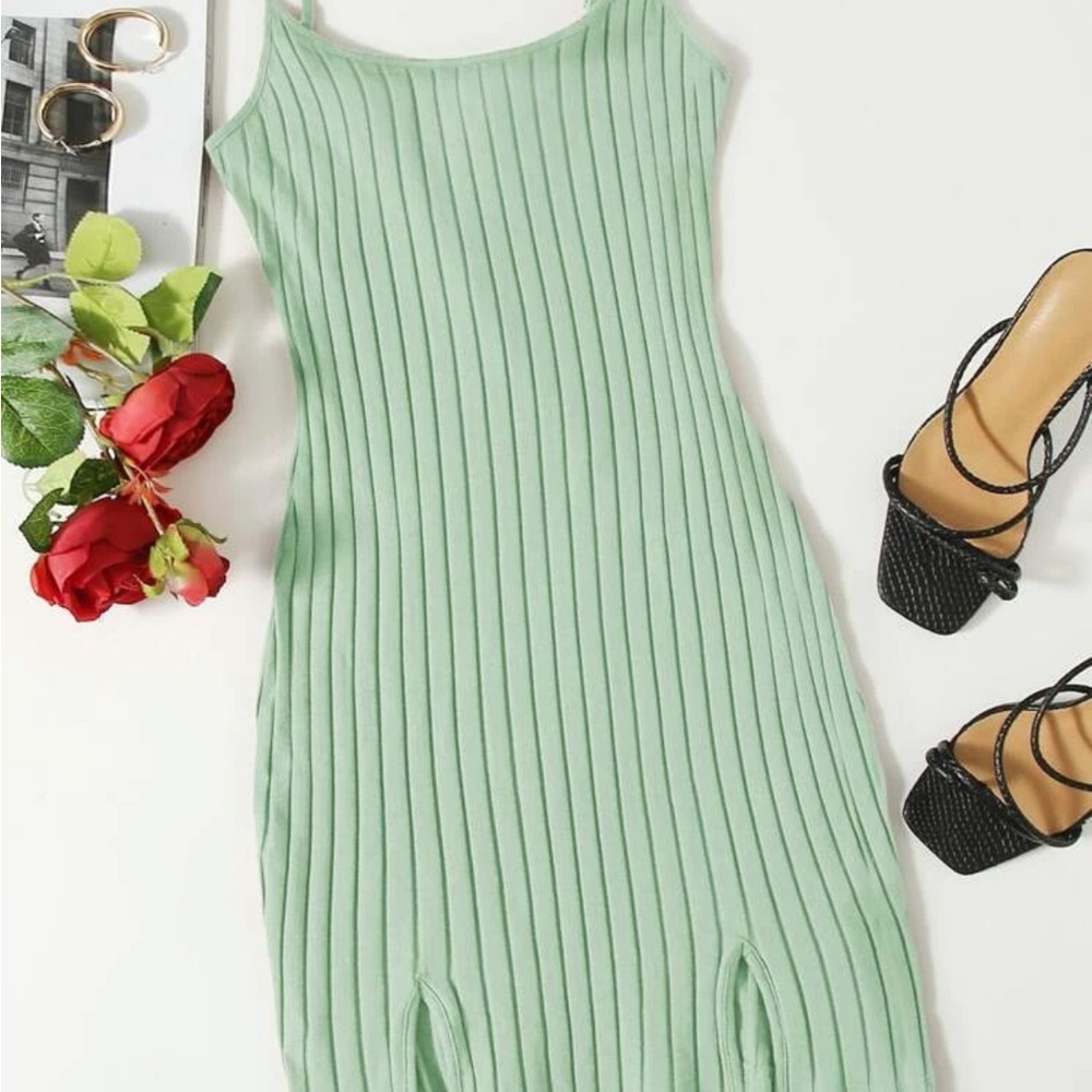 Split hem rib knit dress